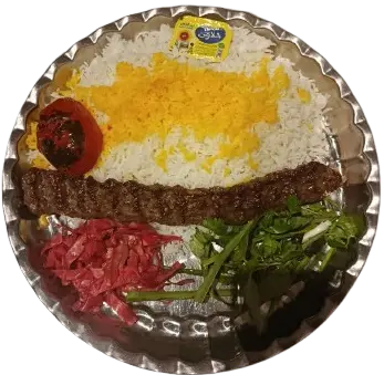 چلو کباب کوبیده تک سیخ