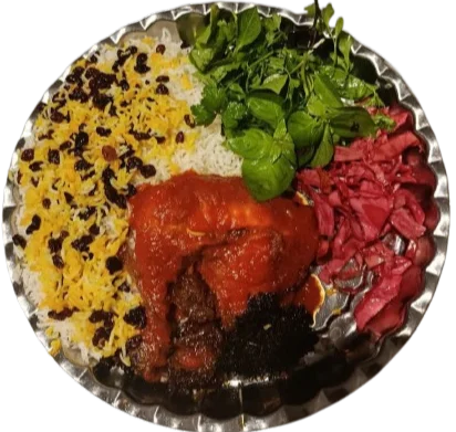 کشمش پلو با مرغ